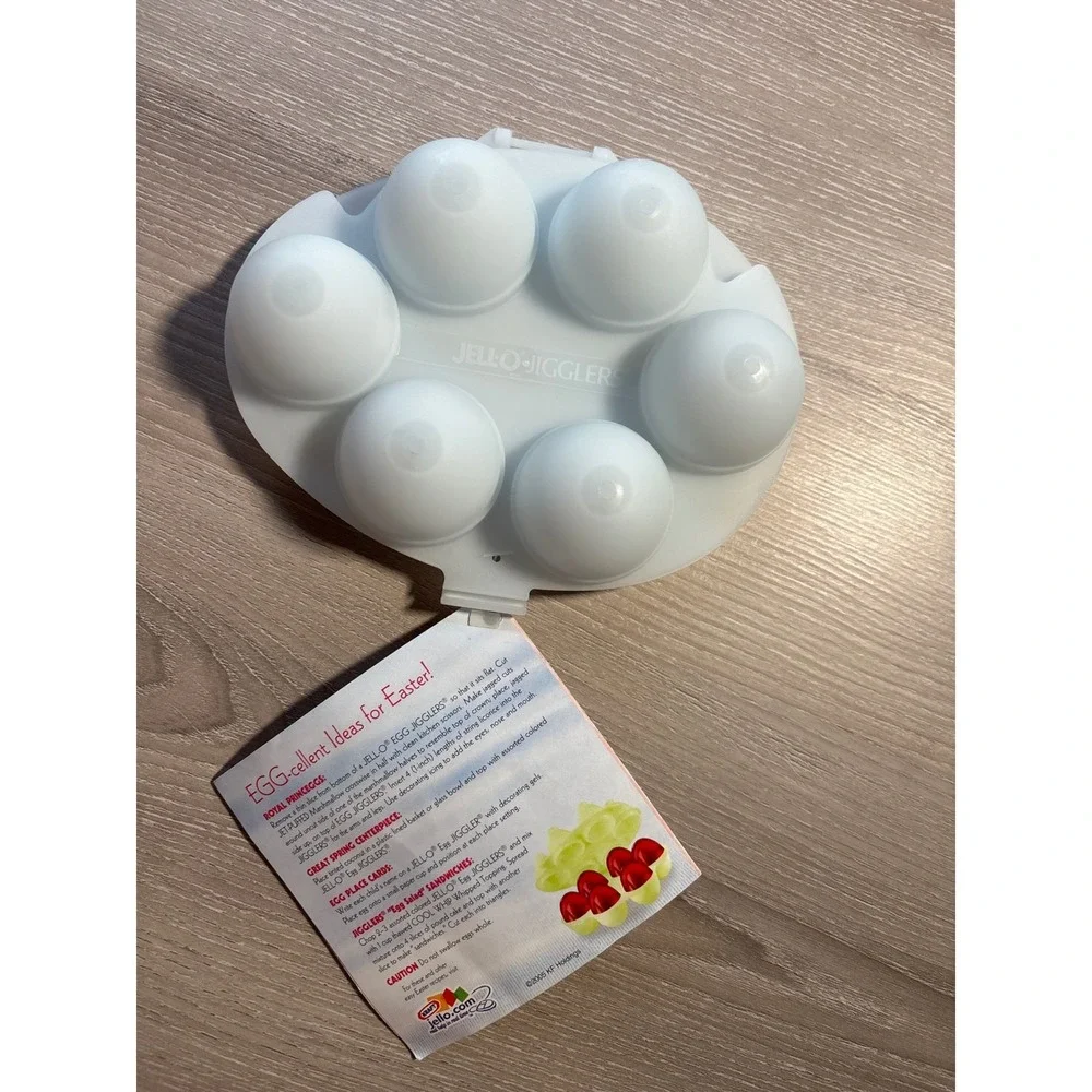 Jell-O Egg Jigglers Mold White Plastic‎ Easter 6 Cavity Gelatin 3D Egg Maker